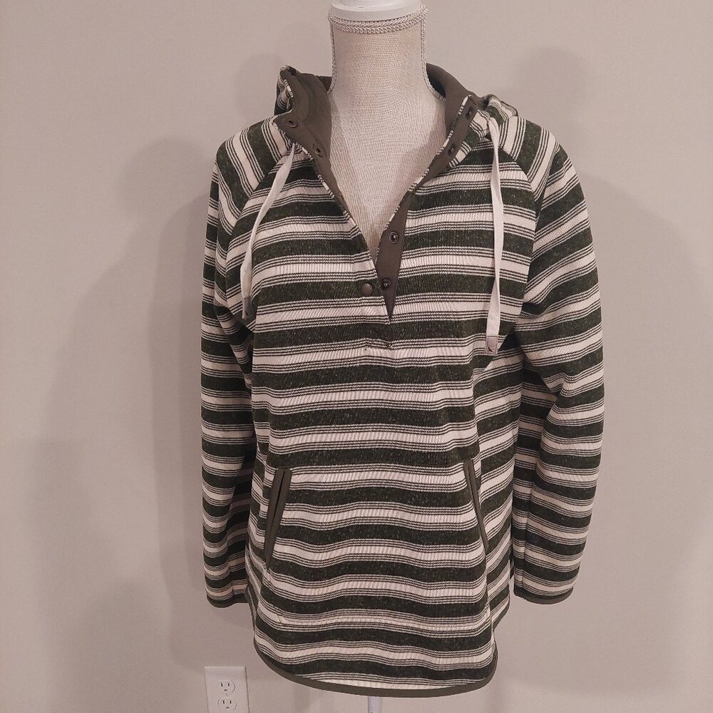 Eddie Bauer 1/4 Button Fleece Hoodie L